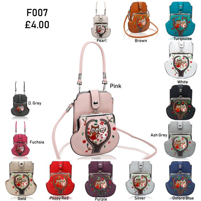 AF007  Owl Patterned Mobile Phone Pouch Purse Bag