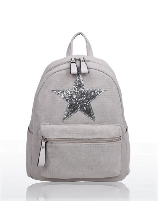 RH180916 - Large compartments Canvas Backpack with Glittery Star