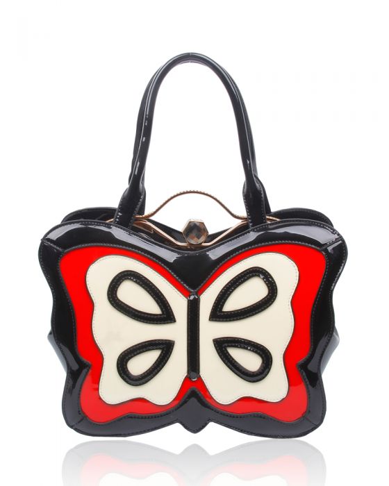 RD160443  Butterfly Shaped Patent Shoulder Bag