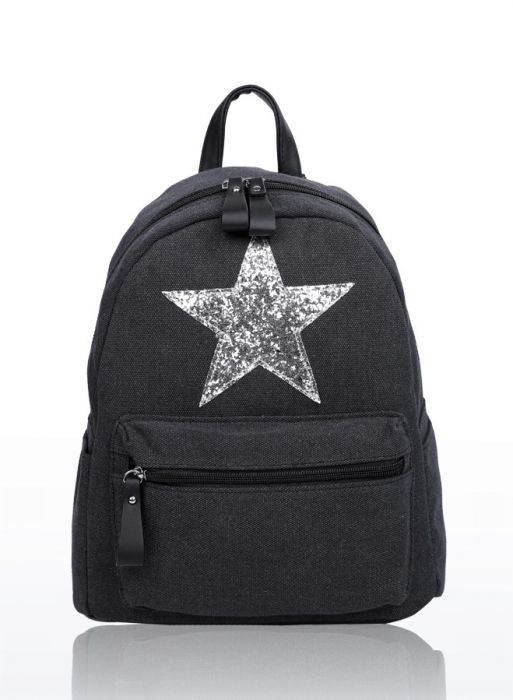 RH180916 - Large compartments Canvas Backpack with Glittery Star