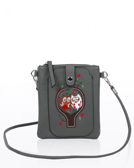 F004  Owl Patterned Mobile Phone Purse Pouch