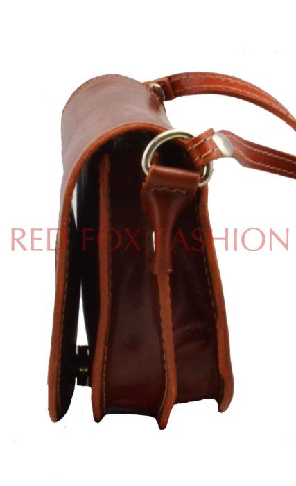 V0027 Small Leather Saddle shoulder bag 2 compartments