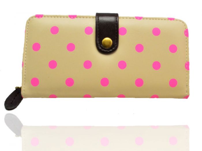 K2-PUS PU Spotty Polka Dot Long bifold purse wallet