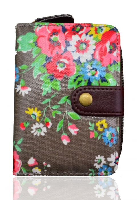 K1-F Floral Flower Short bifold purse wallet