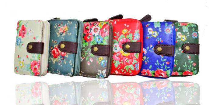 K1-F Floral Flower Short bifold purse wallet