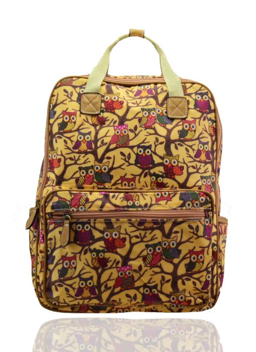 TC2429-O  Owl Print Square Shaped Backpack Bag