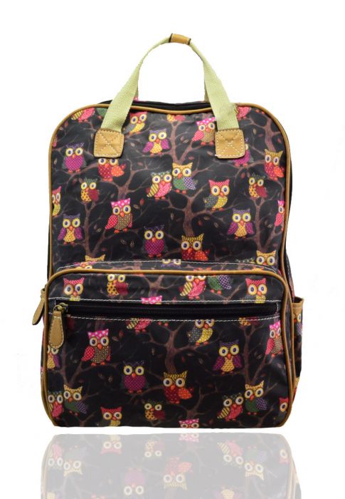 TC2429-O  Owl Print Square Shaped Backpack Bag