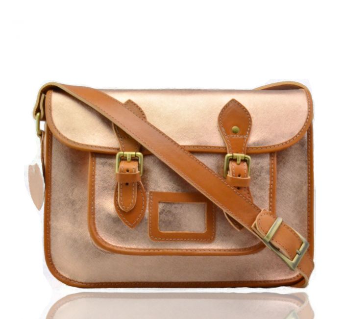 V0030 13.5" Fun Color Block Large Leather Satchel