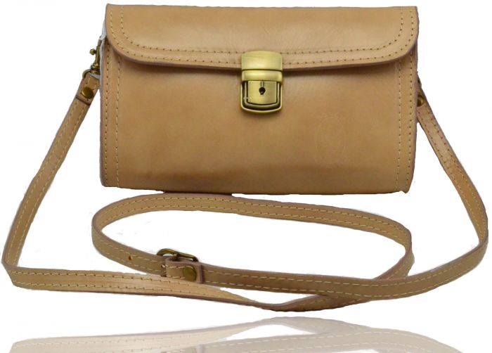 V0031 Small classic leather clutch shoulder bag locked clasp