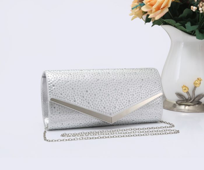 RX1801  Envelope Shaped Clutch Bag With Diamante Details
