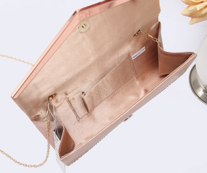 RX1801  Envelope Shaped Clutch Bag With Diamante Details