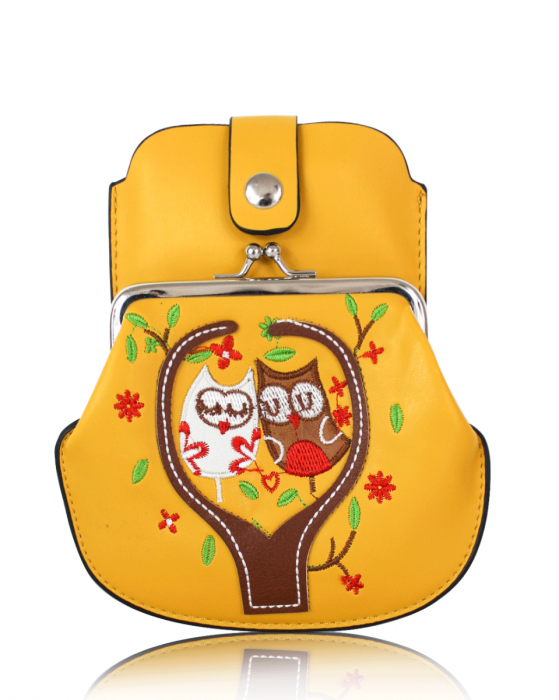 AF007  Owl Patterned Mobile Phone Pouch Purse Bag