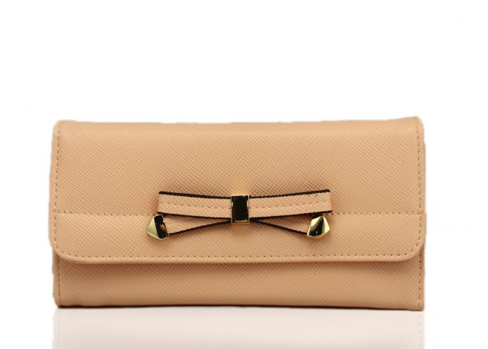 P1407 Trifold Long purse wallet with bow tie
