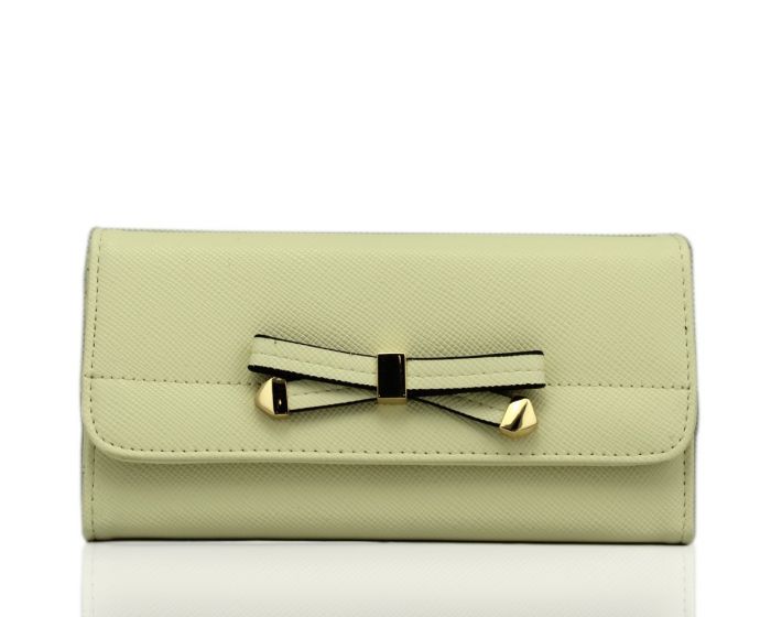 P1407 Trifold Long purse wallet with bow tie
