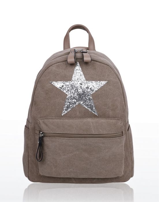 RH180916 - Large compartments Canvas Backpack with Glittery Star