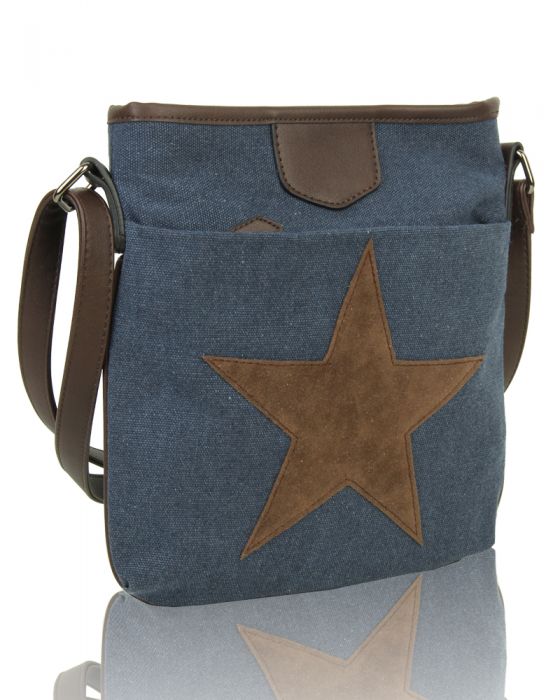 RX160431  Canvas Star Patterned Cross-Body Bag