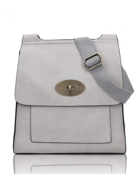RB15113  Flap Over Messenger Bag With Metal Clasp