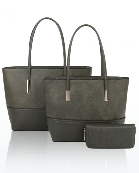 RH180536 3IN1 Set Plain Style Tote Handbag With Purse
