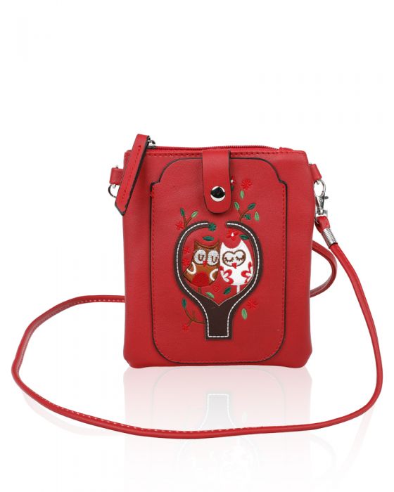 F004  Owl Patterned Mobile Phone Purse Pouch