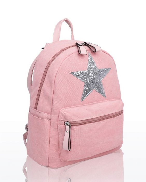RH180916 - Large compartments Canvas Backpack with Glittery Star