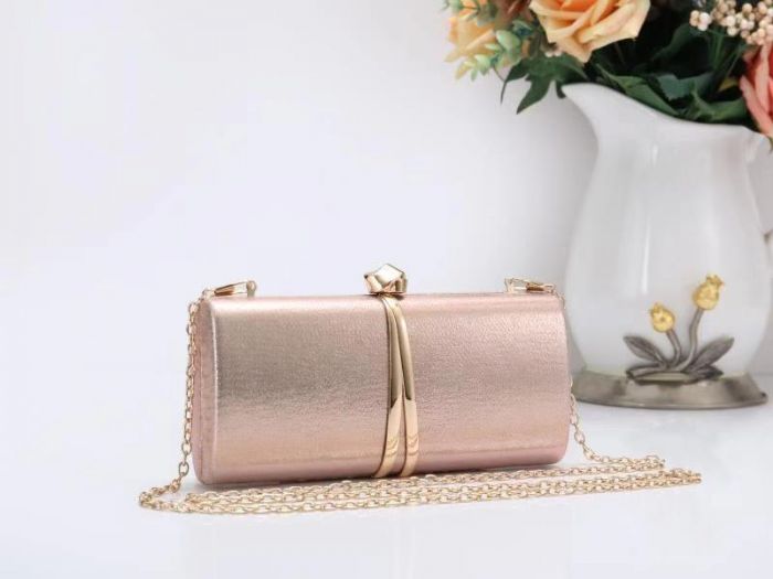 RZ1893  Elegant Clutch Handbag With Front Metal Strap Detail