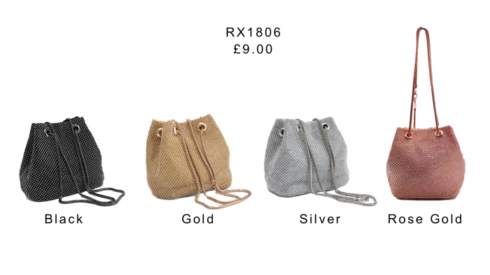 RX1806  Diamante Drawstring Style Clutch Bag