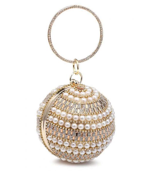RZ1809 Beautiful Lady Spheric Small Evening Bag decorated with Pearls and Crystals