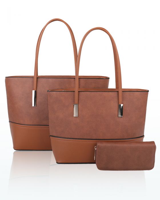 RH180536 3IN1 Set Plain Style Tote Handbag With Purse