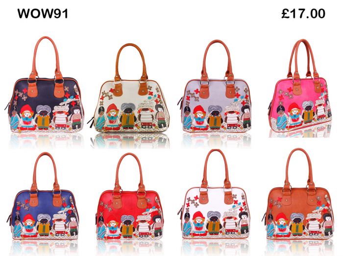 WOW91 Cartoon Character Pattern Top-Handle Handbag