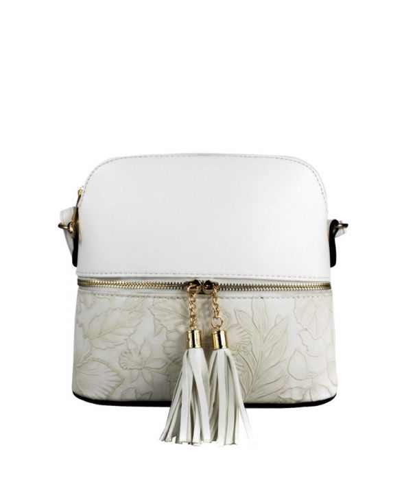 RH180531  Floral Patterned & Tassel Detail Messenger Bag